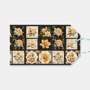 Christmas Collage with Flowers Gift Tag