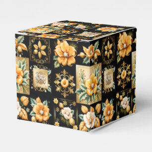 Christmas Collage with Gold and White Flowers Favor Boxes