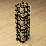 Christmas Collage with Gold and White Flowers Wine Box<br><div class="desc">This beautiful and elegant set of wrapping papers features gold and white flowers on a black background.  Perfect for all your holiday gifts!</div>