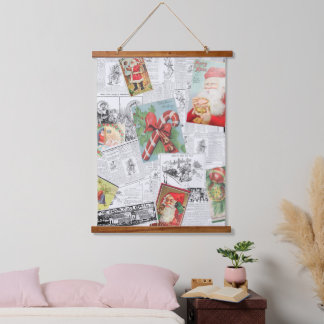 Christmas Collage Wood Topped Wall Tapestry