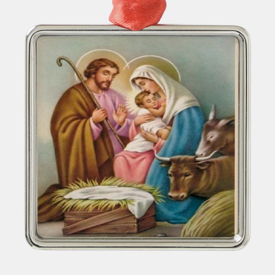 Christmas Collection Baby Jesus Nativity Tree Metal Ornament