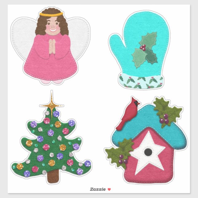 Christmas Collection Felt Look Cute Sticker (Sheet)