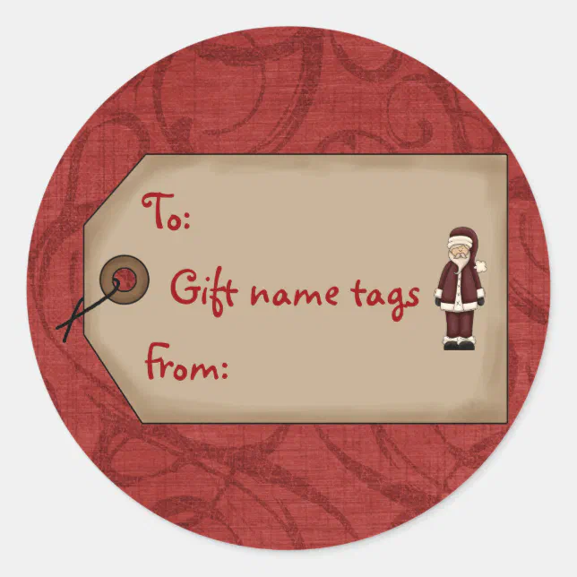 Christmas Collection Gift Name Tags Santa Stickers Zazzle