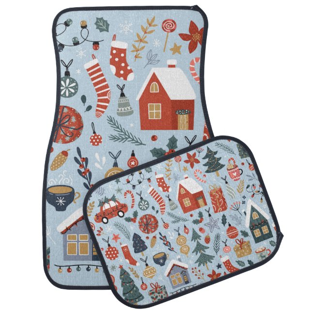 Christmas collection of decorative winter elements car floor mat (Set)