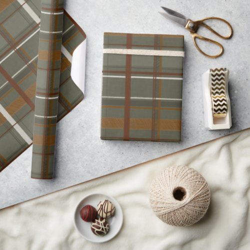 Christmas Collection  Plaids Green Cream Tan Wrapping Paper