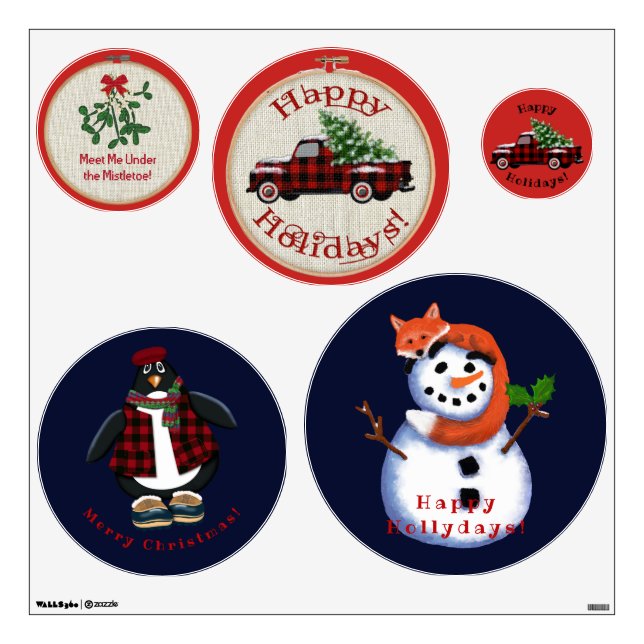 Christmas Collection Round Wall Decals (Front)