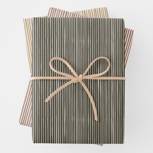 Christmas Collection | Stripes Green, Red, Gold  Wrapping Paper Sheets (In situ)