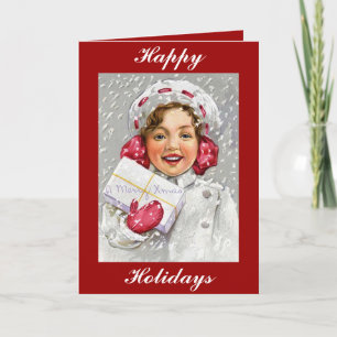Christmas Collection Vintage Victorian Girl Greeti Holiday Card