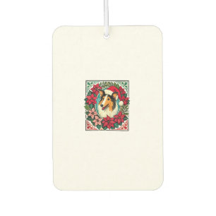 Christmas Collie Dog Illustration Yule Collies 1 Air Freshener