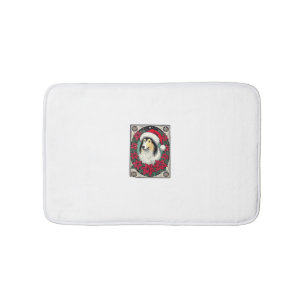 Christmas Collie Dog Illustration Yule Collies 4 Bath Mat