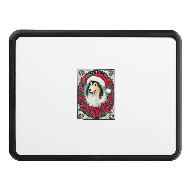 Christmas Collie Dog Illustration Yule Collies 4 Hitch Cover (Front)