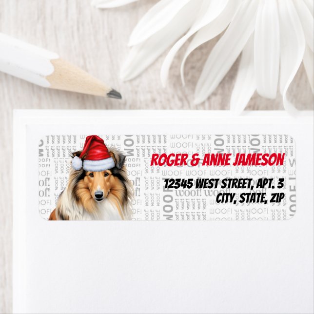 Christmas Collie Dog Lover Holiday Address Label (Insitu)