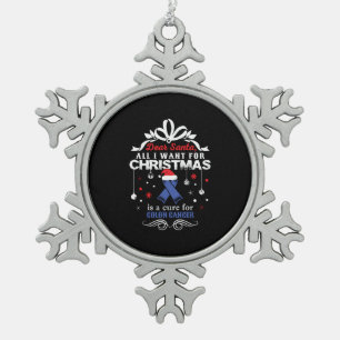 Christmas- Colon Cancer Awareness Shirt Snowflake Pewter Christmas Ornament