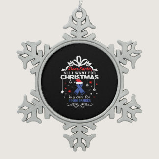 Christmas- Colon Cancer Awareness Shirt Snowflake Pewter Christmas Ornament
