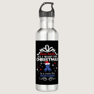 Christmas- Colon Cancer Awareness Shirt Stainless Steel Water Bottle