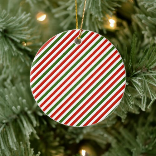 Christmas color stripes ceramic ornament