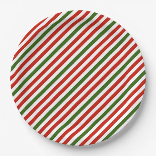 Christmas color stripes, paper plates