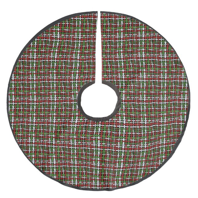 Christmas Color Woven Graphical Burlap Brushed Polyester Tree Skirt (Front)