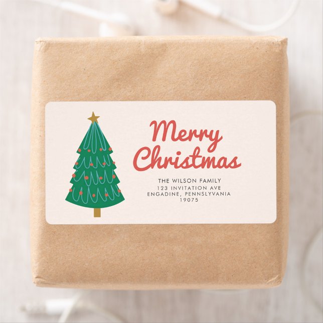 Christmas Colored Merry Christmas Adress Label (Creator Uploaded)