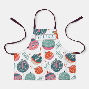Christmas colored ornaments apron