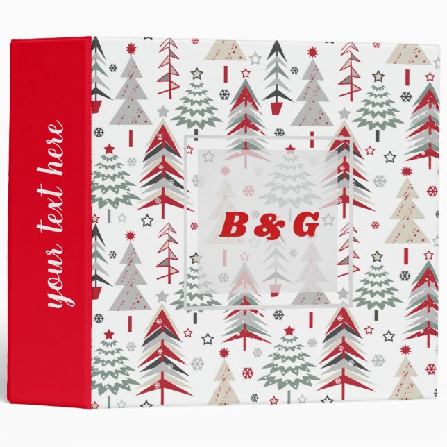Christmas ,colorful ,Christmas tree ,red ,green 3 Ring Binder (Front/Spine)
