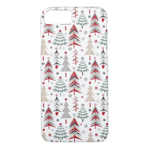 Christmas colorful Christmas tree red green iPhone 87 Case