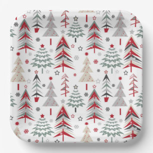 Christmas ,colorful ,Christmas tree ,red ,green Paper Plates