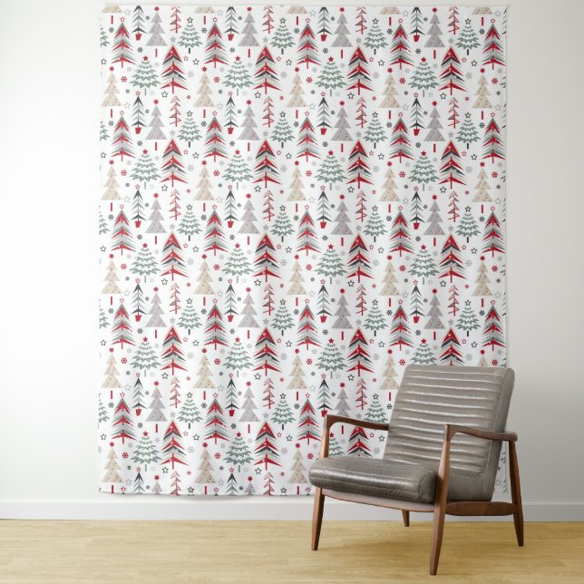 Christmas ,colorful ,Christmas tree ,red ,green Tapestry (In Situ)