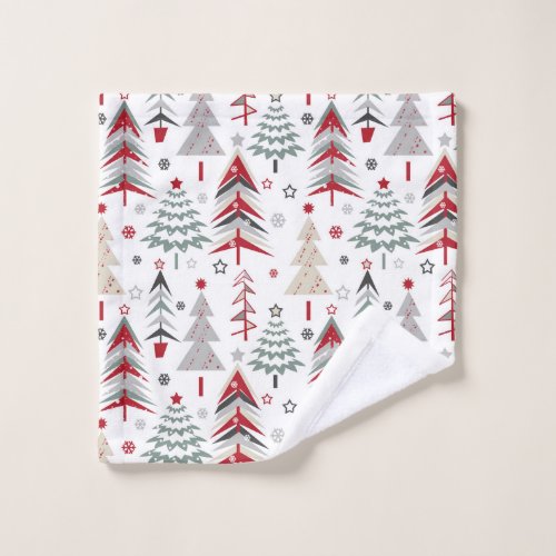 Christmas colorful Christmas tree red green Wash Cloth