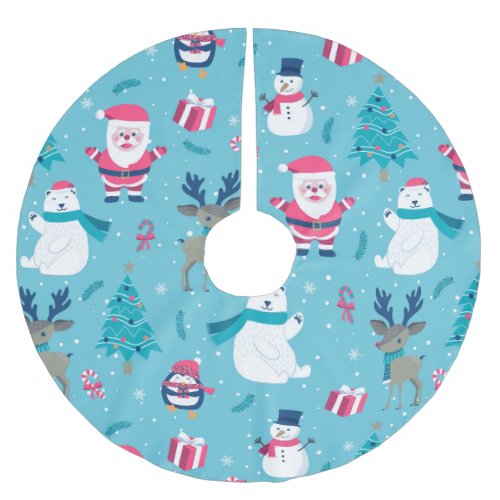 Christmas Colorful Design Brushed Polyester Tree Skirt