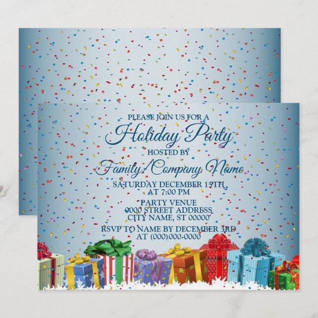 Christmas Colorful Gifts Holidays Party Invitation (Front/Back)