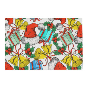 Christmas Colorful Gifts Red Santa Hats Paper Placemat