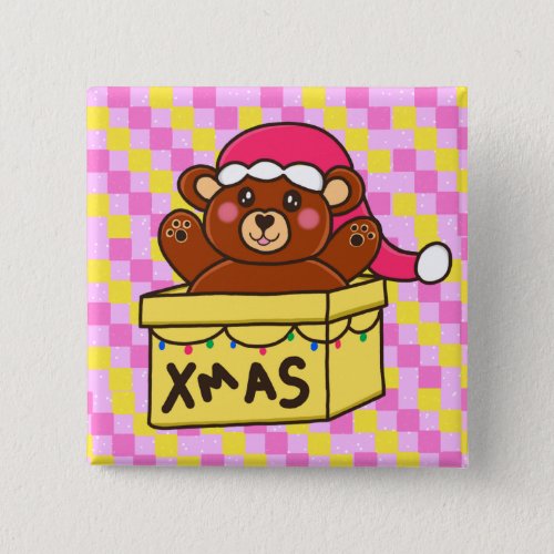 Christmas Colorful Kawaii Santa Bear Button