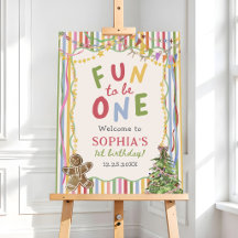 Christmas Colorful Kids 1st Birthday Party Welcome