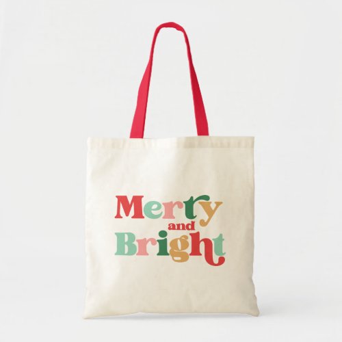 Christmas Colorful Merry And Bright Retro Holiday Tote Bag