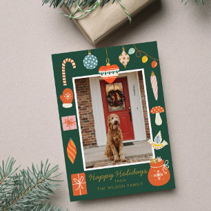 Christmas Colorful Ornament Cute Family Photo Holiday Card