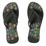 Christmas Colorful Ornaments Holidays Black Flip Flops