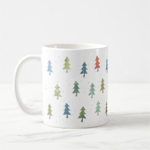 Christmas Colorful Pine Tree Watercolor Pattern Coffee Mug