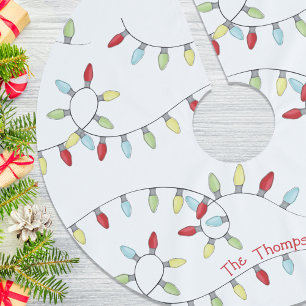 Christmas Colorful String Lights Brushed Polyester Tree Skirt