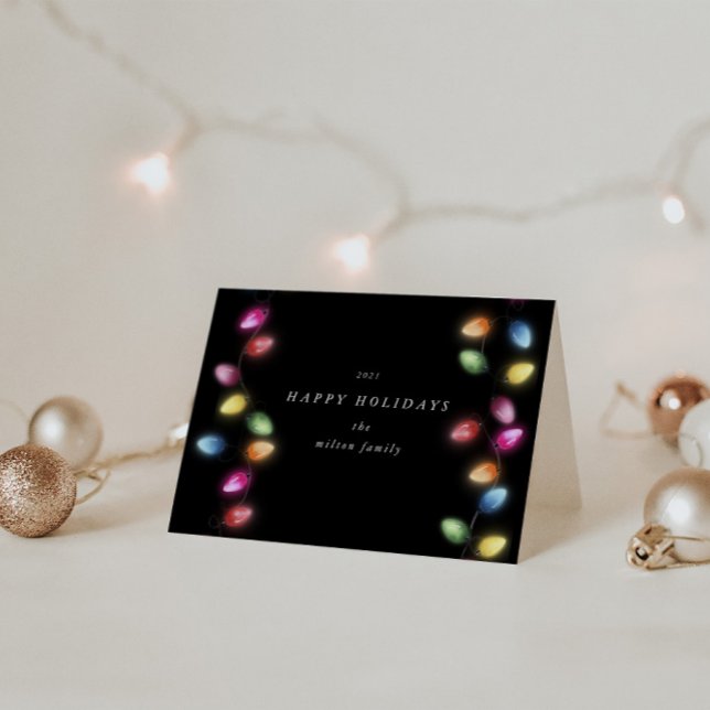 Christmas Colorful String Lights Folded Holiday Card (Creator Uploaded)