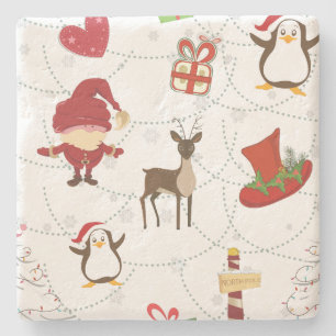 Christmas Colorful Symbols 2 Changeable Background Stone Coaster