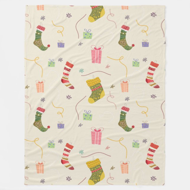 Christmas Colorful Symbols Changeable Background Fleece Blanket (Front)