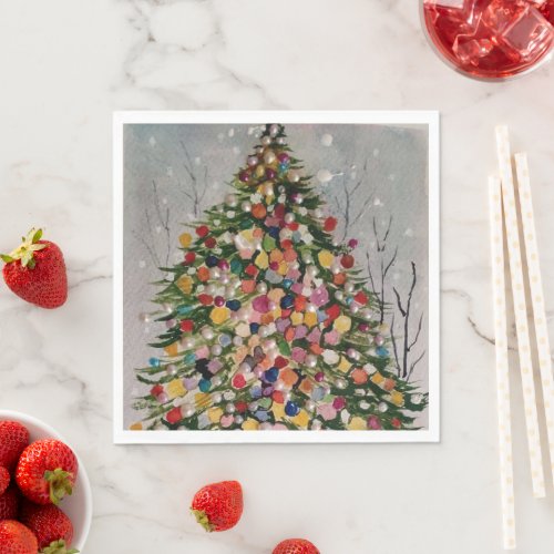 Christmas colorful tree napkins