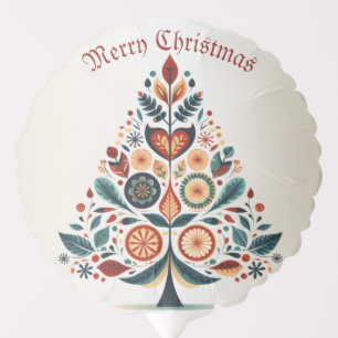 Christmas Colorful Tree Scandinavia Folk Art Balloon
