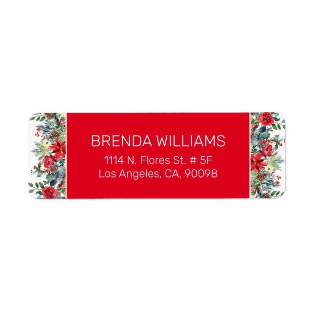 Christmas colorful watercolors flowers border label (Front)