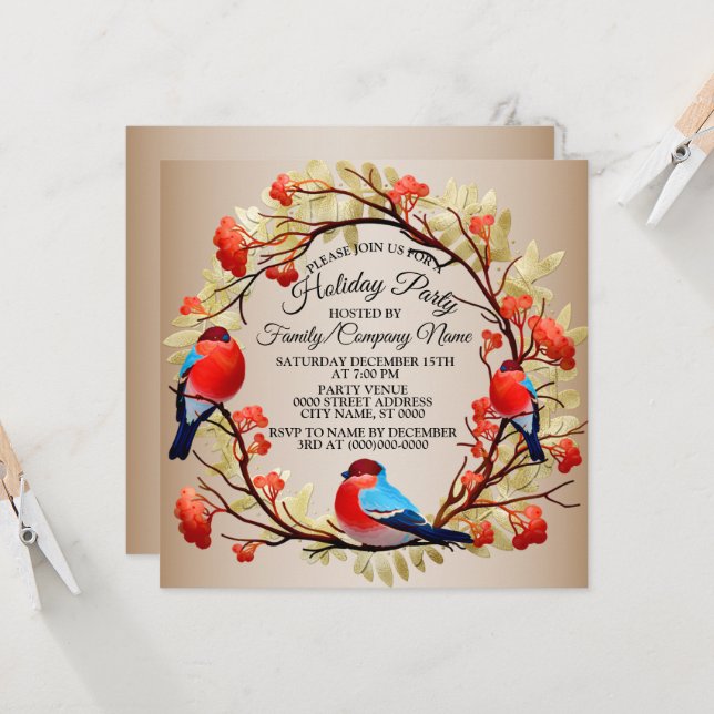 Christmas Colorful Wreath Holidays Party Invitation (Front/Back In Situ)