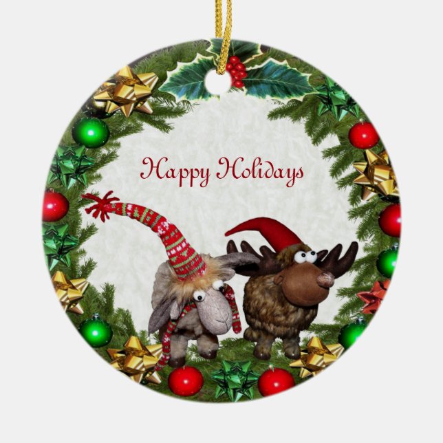 Christmas Colorful Wreath Ornament (Front)