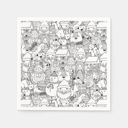 Christmas Coloring Book Pattern Napkins