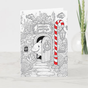 Christmas Coloring Book with Shark Card