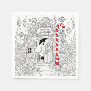 Christmas Coloring Book with Shark Napkins